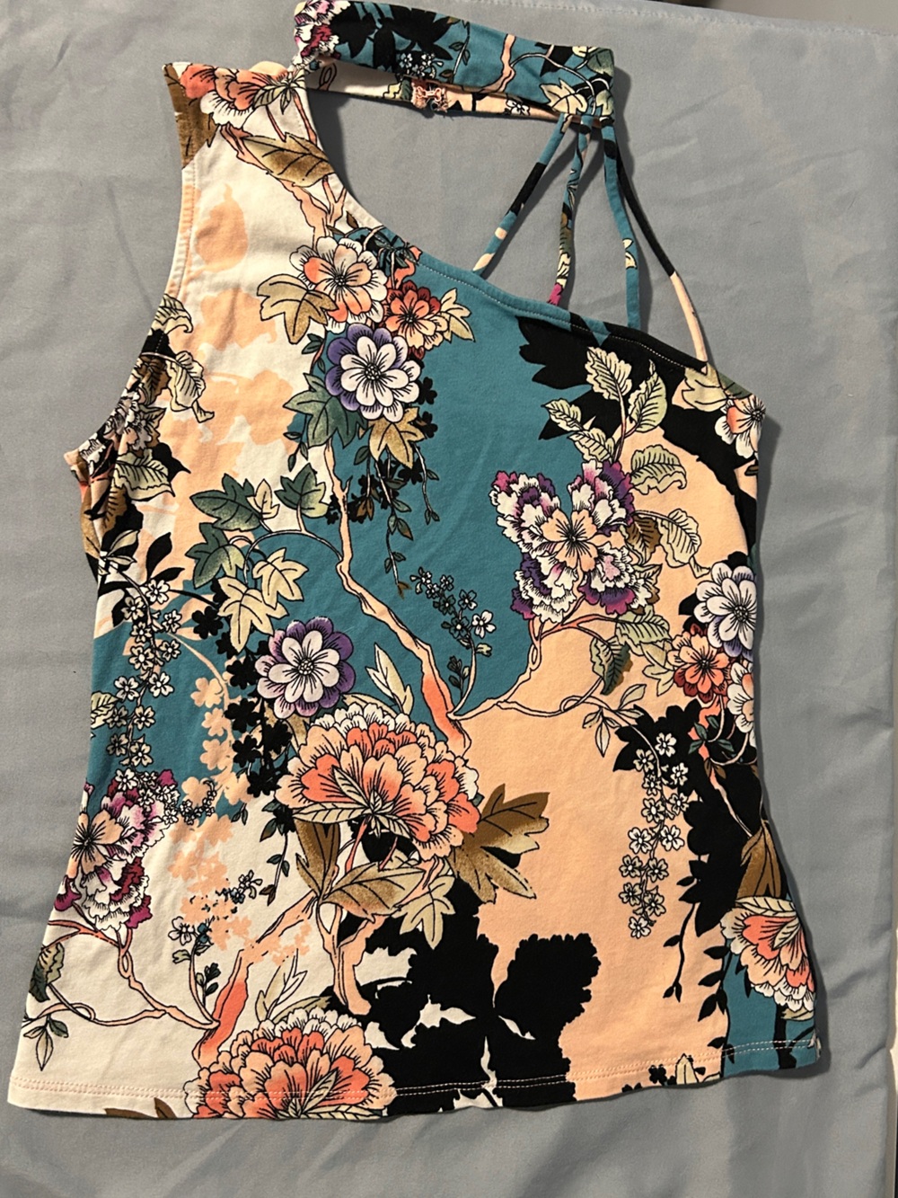 Guess Floral Cami in Teal, Peach & Black